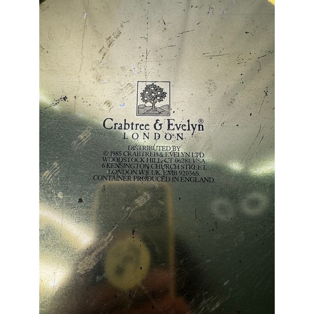 Vintage 1985 Crabtree and Evelyn Octagon Tin Farm Horse Chicken Tall Round - Picture 8 of 12